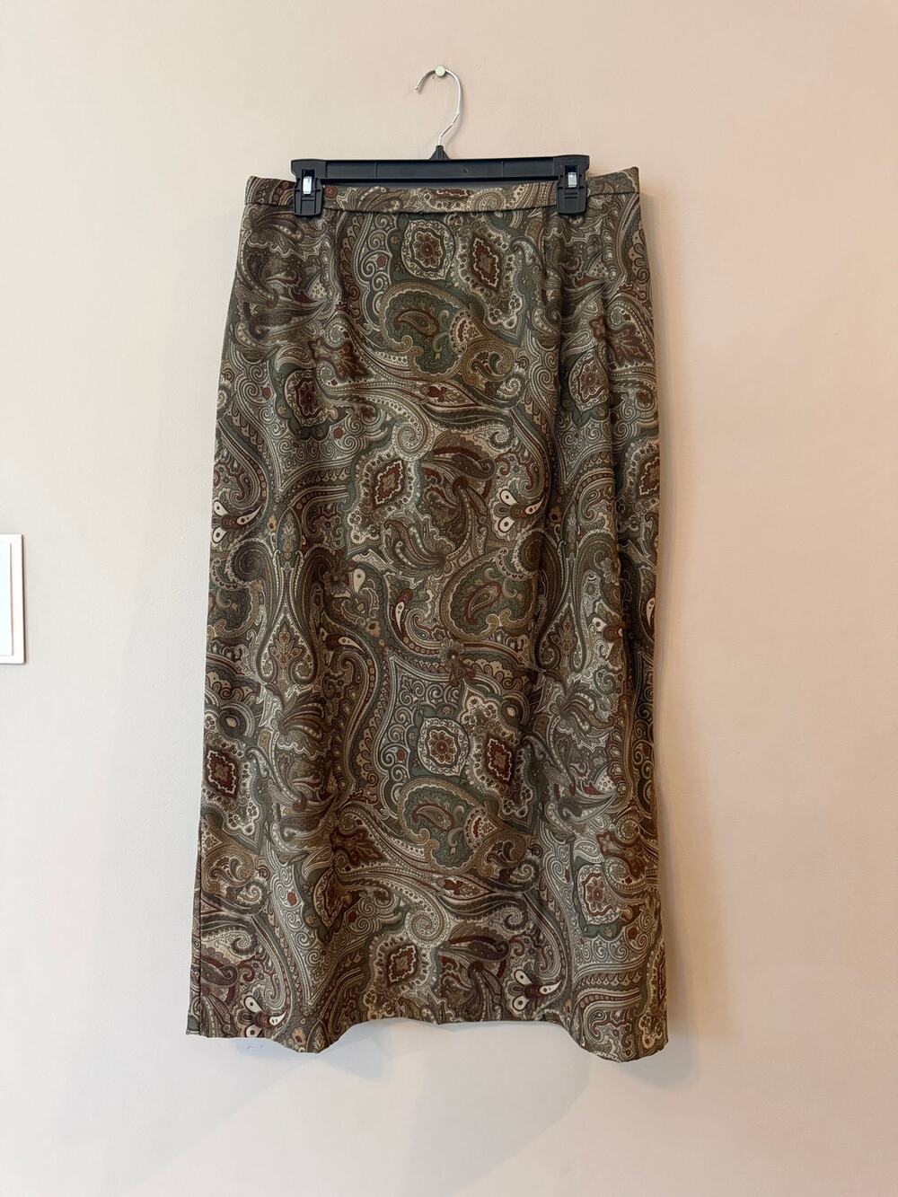 Coldwater Creek Vintage Paisley Print Midi Skirt Petite Large PL Boho Indie